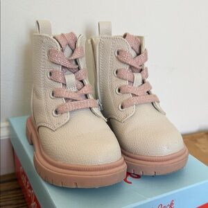 Cat & Jack Cream and Pink Kids Combat Boots